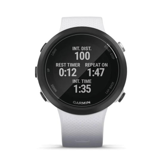 Reloj Garmin Swim 2 color blanco, ideal para uso en deportes o actividades de natación. 