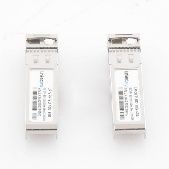 Transceptores Ópticos Bidireccionales SFP+ (Mini-Gbic) / Monomodo 1270 & 1330 nm / 10 Gbps / 10GBASE-BX / Conector LC/UPC Simplex / DDM / Hasta 60 km / 2 Piezas 