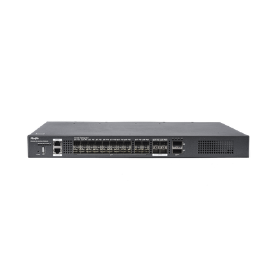 Switch distribución de fibra hasta 23 Tbps de Capacidad, 20 puertos SFP+ 10G, 4 Puertos SFP28 25G y 2 puertos QSFP+ 40G