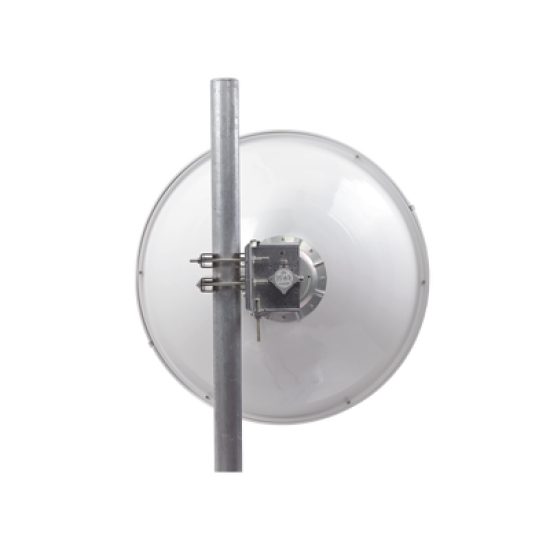 Antena Direccional de Alto Rendimiento/ Parábola profunda para mayor aislamiento al ruido / 29 dBi / 4.9 - 6.4 GHz / Conectores N-Hembra / Fácil Montaje y Soporte de acero inoxidable / Radomo Incluido
