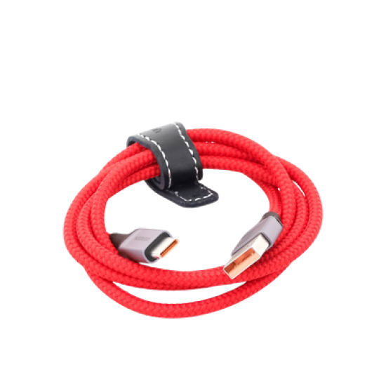 Cable USB-A a USB-C | 1 Metro | Carga Rápida QC 4.0/3.0/2.0 | FPC | AFC | Protección Integrada |  480 Mbps | Caja de Aluminio | Nylon Trenzado | Color Rojo | Ampliamente Sugerido para Carga Rápida HUAWEI.