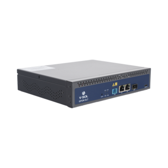 OLT de 1 puerto GPON SC/UPC + 3 puertos Uplink (2 puertos Gigabit Ethernet + 1 puerto SFP/SFP+), Fuente de alimentación redundante AC/DC , hasta 128 ONUS