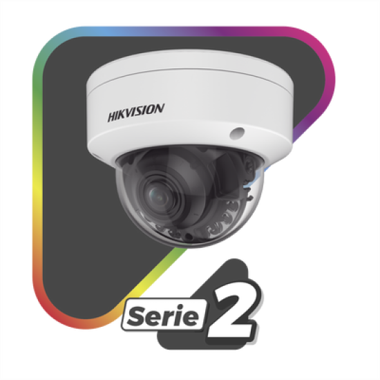 [Dual Light + ColorVu] Domo IP 4 Megapixel / Lente 3.6 - 9 mm / 40 mts IR + 40 mts Luz Blanca / WDR 130 dB / Exterior IP67 / IK10 / Captura Facial / Videoanaliticos (Filtro de Falsas Alarmas) / MicroSD