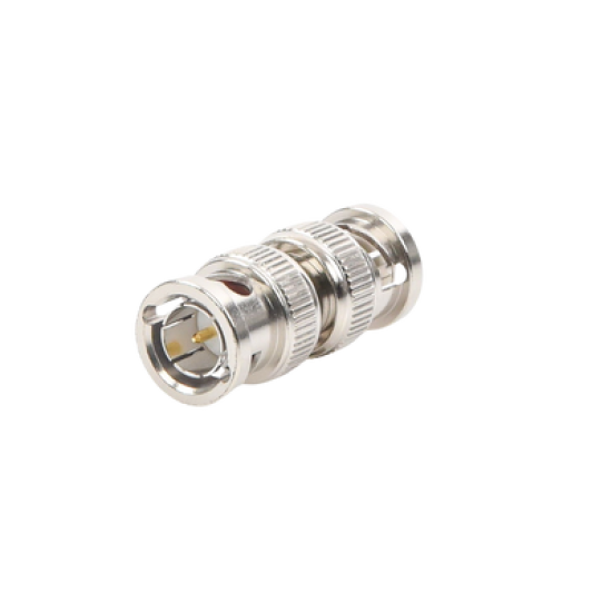 Adaptador tipo Barril para 75 Ohm, de Conector BNC Macho a BNC Macho, Niquel/ Oro/ Teflón.