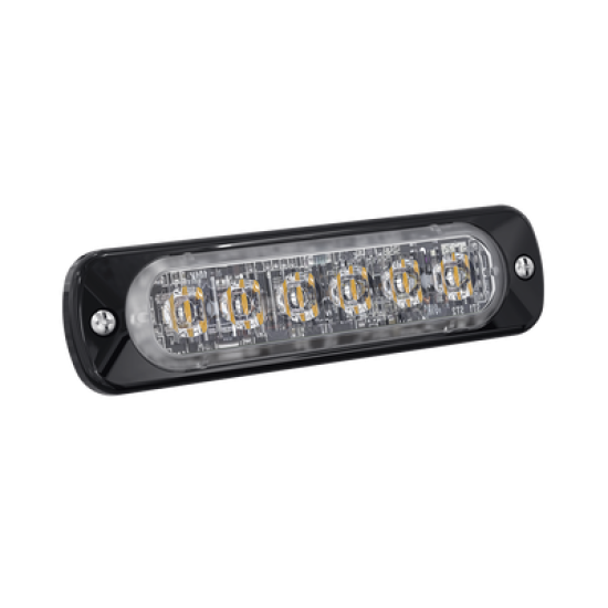 Luz Auxiliar de 6 LED, Roja, Bisel Negro, Lente Transparente