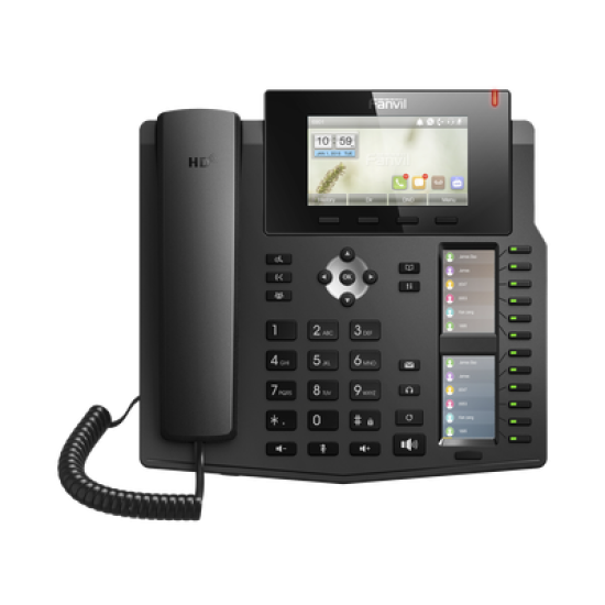 Teléfono IP empresarial para 20 líneas SIP, Voz HD, 3 Pantallas LCD a Color, 12 teclas BLF, PoE 