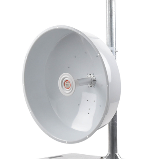 Antena direccional de alta resistencia, Ganancia 30 dBi, (4.9 -6.5 GHz), Plato hondo para mayor inmunidad al ruido, Conectores N-Hembra, Montaje y radomo incluido 