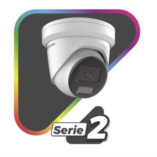 [Dual Light + ColorVu] Turret IP 8 Megapixel / Lente 2.8 mm / 40 mts IR + 40 mts Luz Blanca /  Microfono Integrado / Exterior IP67 /   WDR 130 dB / Videoanaliticos (Filtro de Falsas Alarmas) / Captura Facial / ACUSEARCH