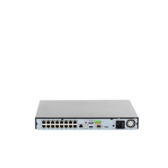 NVR 8 Megapixel (4K) (Compatible con Cámaras ACUSENSE) / 16 canales IP / 16 Puertos PoE+ / 2 Bahías de Disco Duro / Salida de Vídeo en 4K / 300 Metros PoE Modo Extendido