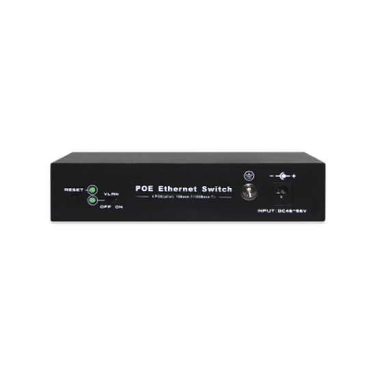 Switch PoE / 100 Metros PoE / 4 puertos 802.3af /at ( 60 W ) 10/100 Mbps + 1 puerto uplink 
