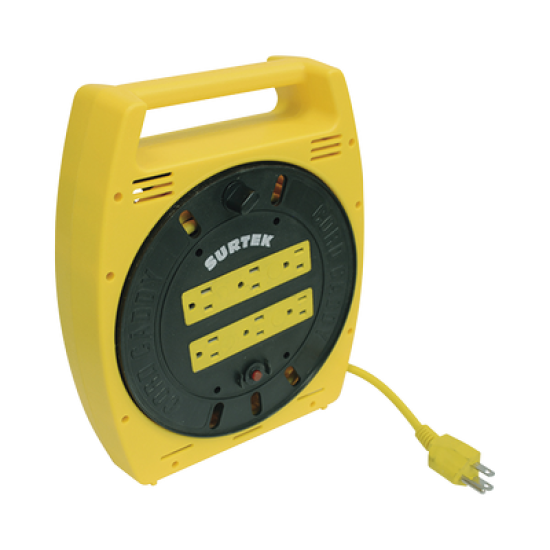 Multicontacto Eléctrico Tipo Carrete con 6 Contactos y 6 metros de Extensión / 127 V CA 10 A Máximo.