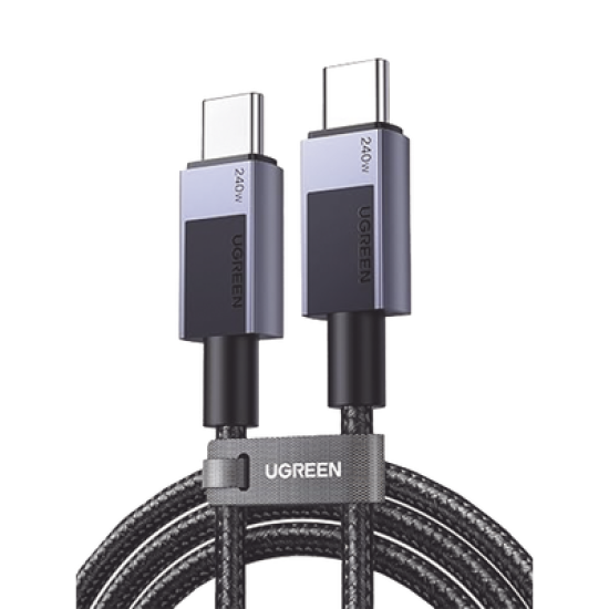 Cable USB-C USB-C | 1m | PD3.1 | 240W | Carga Rápida | 480 Mbps | Chip E-Maker | Caja de Aluminio | Nylon Trenzado | Compatible con Macbook Pro Air, iPhone 16/15 Plus Pro Max, Galaxy S24 Ultra, Pixel 9/8 Pro, etc. 