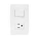 Apagador Escalera y Contacto de 127 V~60 Hz 10/15 A.