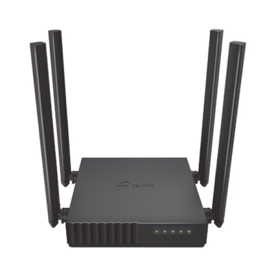 Router Inalámbrico doble banda AC, 2.4 GHz y 5 GHz Hasta 1200 Mbps, 4 antenas externas omnidireccional, 4 Puertos LAN 10/100 Mbps, 1 Puerto WAN 10/100 Mbps, Versión 6