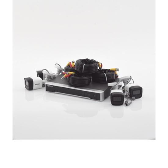 Kit TURBOHD 5 Megapixel / DVR 4 Canales / 4 Cámaras de 5 Megapixel con Micrófono Integrado / 4 Cables 18 Metros / Fuente de Poder Profesional 
