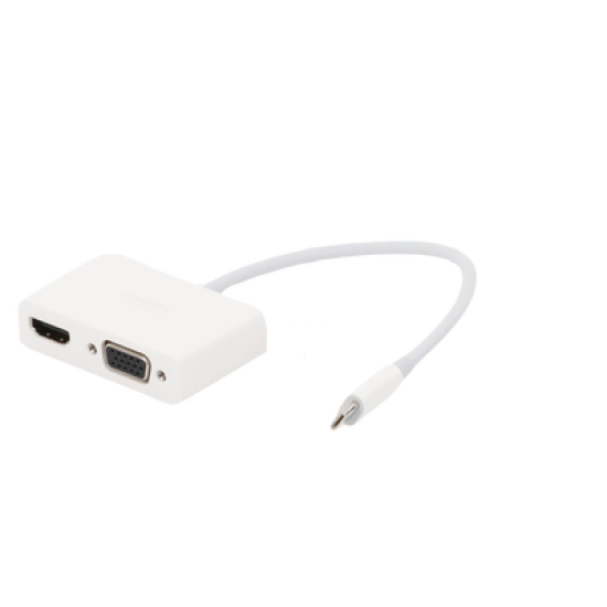 Adaptador USB C a HDMI VGA | Compatible con Thunderbolt 3 | USB 3.1 Tipo C | HDMI 4K*2K @30Hz | VGA 1920*1080@60hz | Salidas Simultaneas en Modo Espejo | Caja de ABS | No requiere Controlador | Chip IC inteligente incorporado.