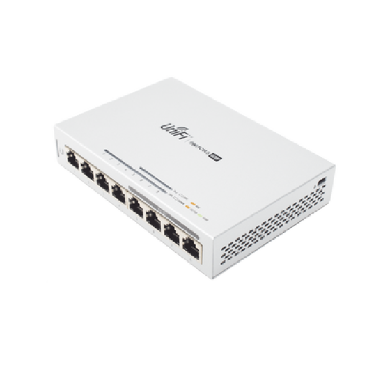 Switch UniFi Administrable capa 2 de 8 puertos Gigabit (4 Puertos Gigabit PoE 802.3af y 4 puertos Gigabit ethernet) 60W