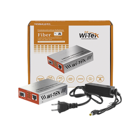 Convertidos de medios / 1 puerto RJ45 100/1000 Mbps PoE Out 802.3af/at / 1 SFP 1000Mbps / hasta 25 Km