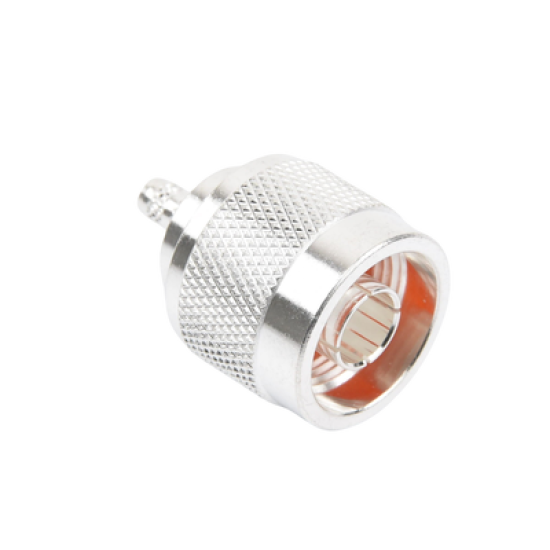 Conector Coaxial N Macho de Anillo Plegable para Cable RG-142/U, Plata/ Oro/ Teflón.