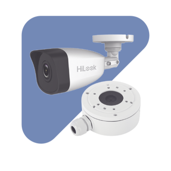 HiLook Series / Bala IP 4 Megapixel / 30 mts IR / Exterior IP67 / PoE / dWDR / Lente 2.8 mm + Caja de conexión DS-1280ZJ-XS