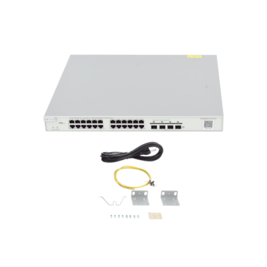 Switch Administrable PoE Capa 2+ Plus, con 24 puertos Gigabit PoE 802.3af/at + 4 SFP+ para fibra 10Gb, gestión gratuita desde la nube, 370w