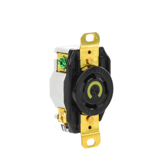 Receptáculo de Media Vuelta Industrial 30 A 125 V CA 2 Polos 3 Hilos (Nema L5-30R) Color Negro.