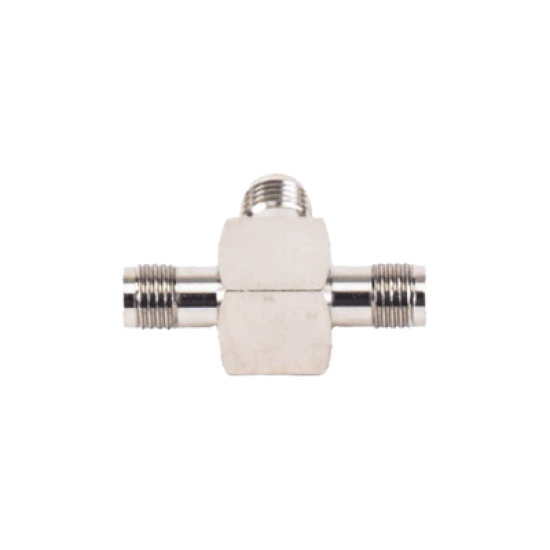 Adaptador en Forma T, de Triple Conectores SMA Hembra, Níquel/ Oro/ Teflón.