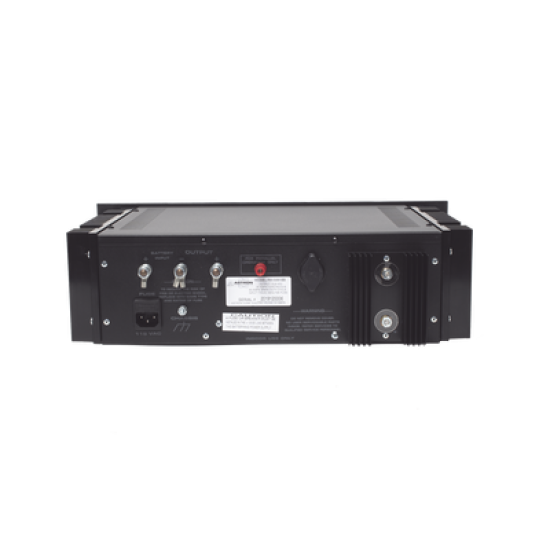 Fuente de poder 13.8Vcc, 50A, lineal regulada con circuito cargador de baterías, medidores, para instalación en rack