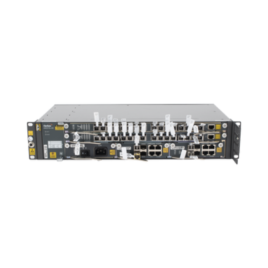 OLT Carrier Class Modular GPON, 2 Ranuras, Incluye 2 Tarjetas de Servicio de 16 puertos GPON, (32 Modulos GPON C+ Incluidos) 1 Fuente de CA, 2 UR, (Incluye Instalación de software UNM2000)