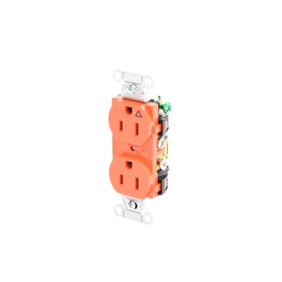 Contacto Dúplex Conexión a Tierra Aislada/ 15A 125V/ 2 polos 3 Hilos/ Nema 5-15R /Grado Comercial/ Color Naranja.