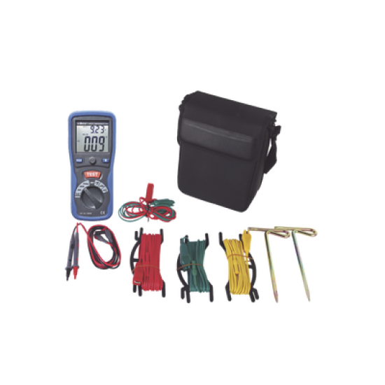 KIT de Medidor de Resistencia a Tierra Digital ( Terrómetro ), a 3 hilos  CAT III / 1000 V.