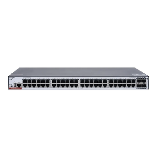 RG-CS83-48GT4XS-PD Switch Administrable Capa 3 PoE con 48 puertos Gigabit 802.3af/at + 4 SFP+ para fibra 10Gb, hasta 1,480 watts, gestión gratuita desde la nube.