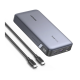 Power Bank de 25000mAh | 3 Salidas 145W Max. | USB-A + 2 USB-C | PD 3.0, QC3.0 | FCP | SCP | Pantalla Inteligente | Carcasa Ignifuga | Color Gris | Incluye Cable USB de 50cm | Carga tu Laptop de Manera Segura.