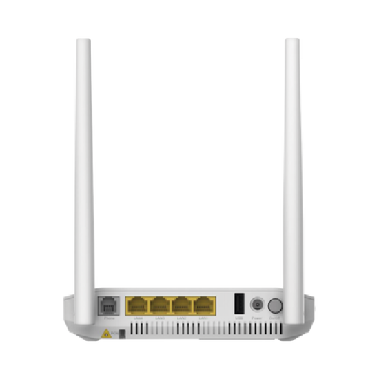 ONU GPON, WiFi 2.4 GHz, 2 Puertos Gigabit + 2 Puertos Fast Ethernet, conector SC/UPC