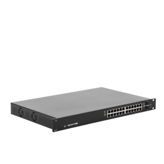 Switch EdgeMAX administrable de 24 puertos Gigabit con PoE+/PoE Pasivo 24V + 2 Puertos SFP, 250 W