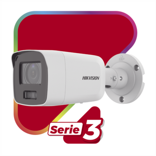 Bala IP 8 Megapixel (4K) / Imagen a Color 24/7 / Lente 2.8 mm / Luz Blanca 40 mts / Exterior IP67 / WDR 130 dB / Entrada y Salida de Audio y Alarma / Captura Facial / ONVIF / Micro SD / Micrófono Integrado