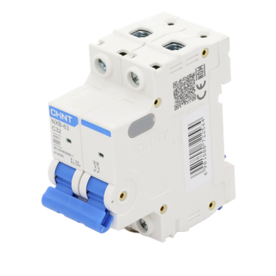 Pastilla para Riel Din, 2 Polos, 32 Amp, Vca:110/415v, 6kA, Catálogo: NXB632PC32, Serie: NXB-63.