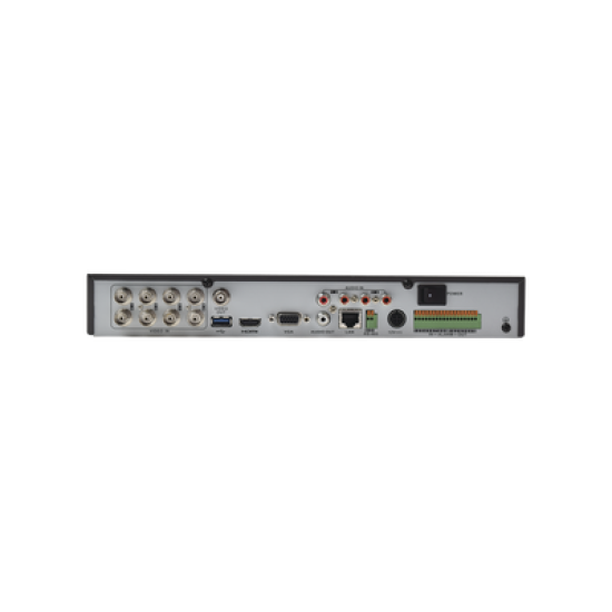 DVR 8 Canales 4K TurboHD + 8 Canales IP/ 8 Megapixel/ / 1 Bahía de Disco Duro / 4 Canales de Audio / 4 Entradas de alarma / Videoanálisis