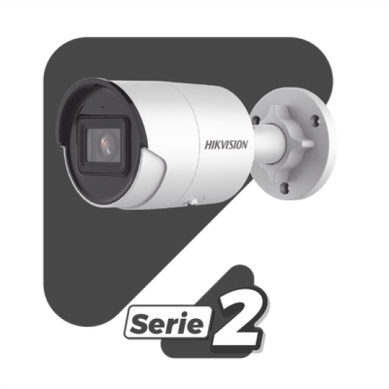Bala IP 4 Megapixel / Lente 2.8 mm / 40 mts IR EXIR / Exterior IP67 / WDR 120 dB / PoE / Micrófono Integrado / ACUSENSE (Evita Falsas Alarmas) / Metal  / MicroSD / ONVIF / ACUSEARCH