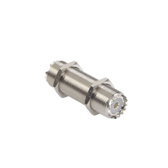 Adaptador Pasamuros de Doble UHF Hembra (SO-239), Montaje para Panel con Rosca Estándar.
