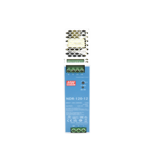 Fuente de poder industrial de 120 W, salida 12 Vcc, entrada 90~264 VCA, para montaje en riel DIN, 