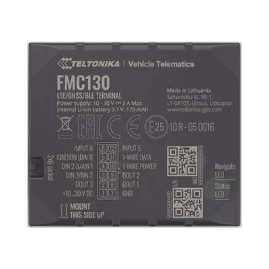 Profesional Rastreador Vehicular (GPS) 4G LTE CAT 1 y 2G / Identificación de Conductores / Bloqueo Remoto / Detección de Jammer / Sensores Bluetooth / Múltiples I/O