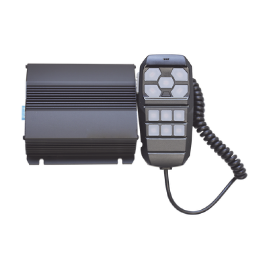 Sirena Vehicular de 100W de Potencia, Con Controlador Unimando Para Control de Tonos, 4 Salidas Auxiliares y Microfono