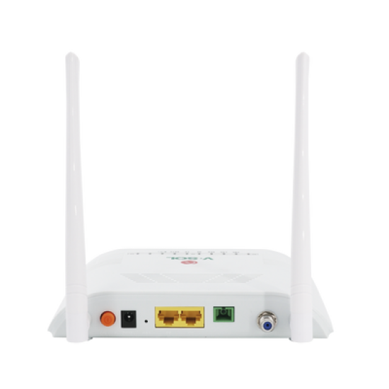 ONU Dual G/EPON con Wi-Fi en 2.4 GHz + 1 CATV + 1 puerto LAN Gigabit +  1 puerto LAN Fast Ethernet, hasta 300 Mbps vía inalámbrico