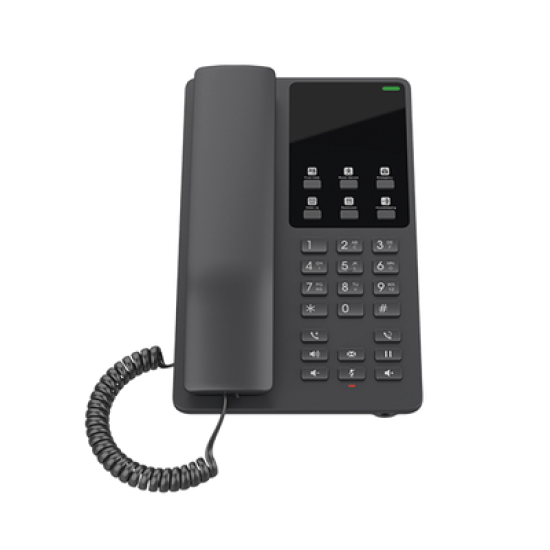 Teléfono IP Hotelero, 2 líneas SIP con 2 cuentas, codec Opus, IPV4/IPV6, color negro, con gestión en la nube GDMS