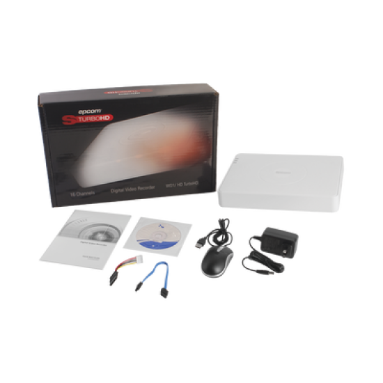 DVR 2 Megapixel (1080p) Lite / 16 Canales TURBOHD + 2 canales IP / 1 Bahía de Disco Duro / H.264+ / 1 Canal de Audio / Salida de vídeo Full HD