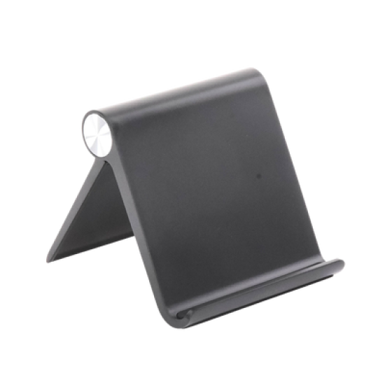 Soporte de Escritorio para Tablet /  Ajustable de 0° a 100° / Goma Antiarañazos / Antideslizante / Amplia Compatibilidad con dispositivos de 4'' a 13'' / Plegable / ABS / Color Negro