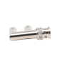 Adaptador Triple en F para 75 Ohm, de Conector BNC Macho a Doble BNC Hembra, Níquel/ Oro/ Delrin.