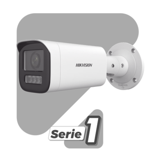 Bala IP 4 Megapíxel / Lente Mot. 2.8 a 12 mm / Dual Light (50 mts IR + 50 mts Luz Blanca) / ACUSENSE Lite / Audio de Dos Vías /  Luz Intermitente y Alerta de Audio / Exterior IP67 / WDR 120 dB / PoE / ONVIF / Micro SD