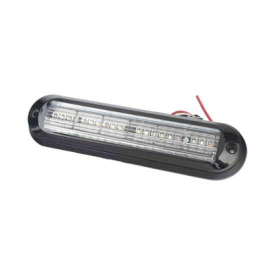 Luz Auxiliar, Ultra Brillante, IP67, 18 LEDs, Tricolor, Color Rojo/Claro/Azul, con mica transparente y bisel negro